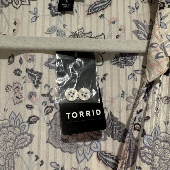 Torrid Satin Stripe Floral Collared Surplice Blouse NEW Plus Size 3X - Picture 5 of 7